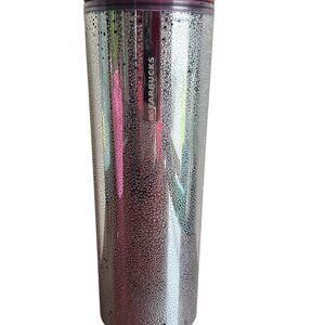 2013 Starbucks Tumbler Metallic Silver Droplet Pebble Texture Stainless Steel